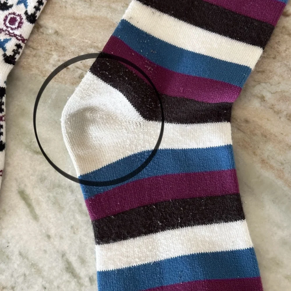 Roxy Fair Isle Mixed Print Striped Lightweight Tall Ski Snowboard Winter Socks